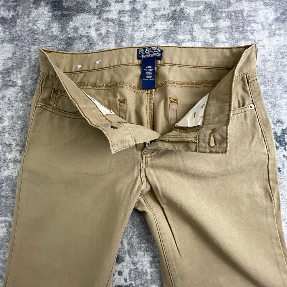 Polo Jeans Company Womens 6x30 Low‎ Rise Boot Cut Jeans Light Brown Tan Cotton - Picture 12 of 12